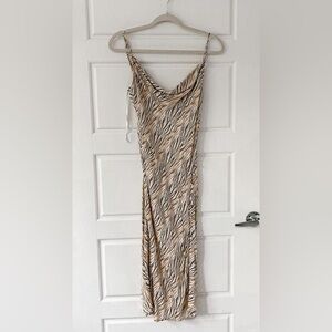 For love and lemons animal print silky midi dress